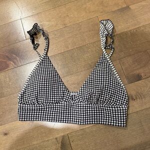 Aerie Black and White Checkered Bathing Suit Top
